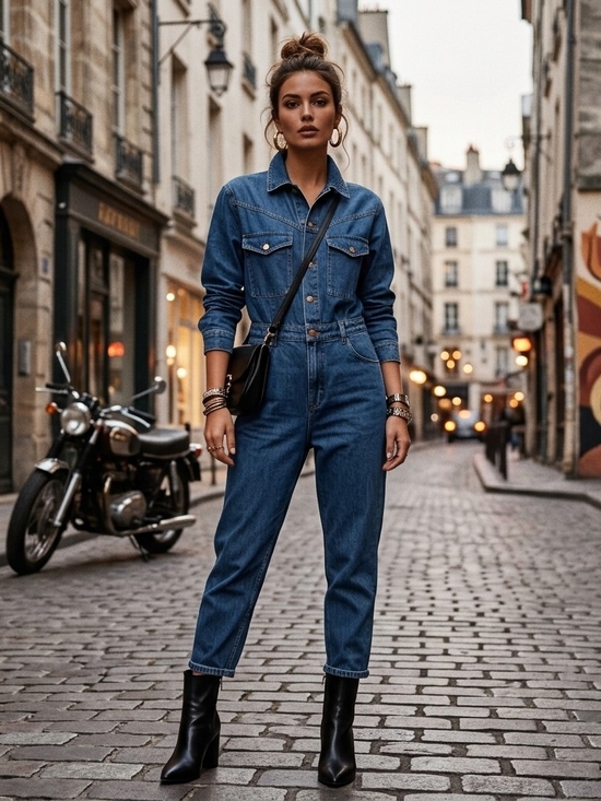 Miou Muse Pants - NWOT Miou Muse Classic Blue Denim Jean Jumpsuit With Snap Close Size Large